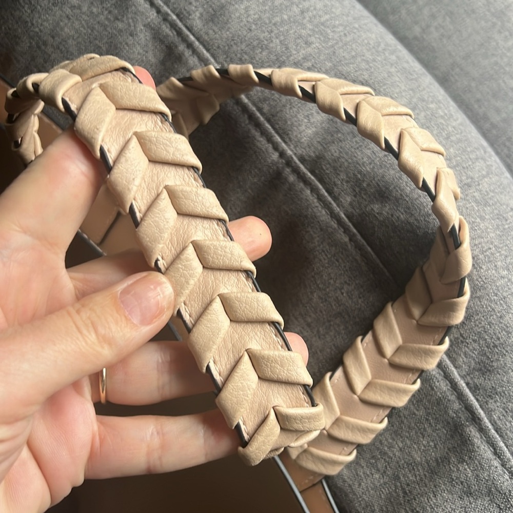 🕶️Jules Kae Pale Pink Neutral Vegan Leather Tote Braided Handles Anthropologie - Picture 4 of 8